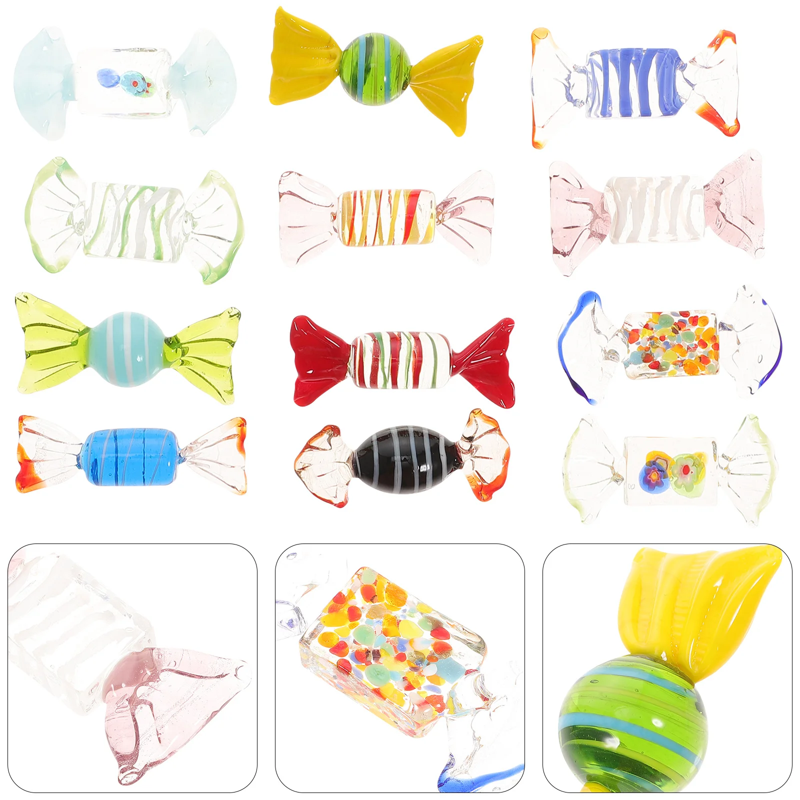 

12Pcs Vintage Glass Candy Crafts Smooth Surface Good Texture Tea Party Wedding Decorations Glass Candy Wedding Decor