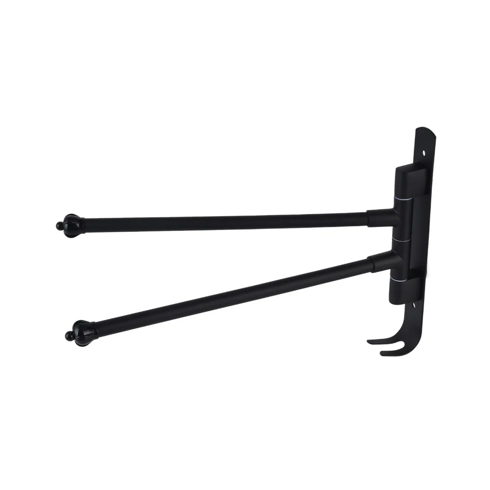 

Stainless Steel and Zinc Alloy Swivel Towel Hanger Two Arms Black Rotating Towel Bar 180 Degree Swing Wall Mounted
