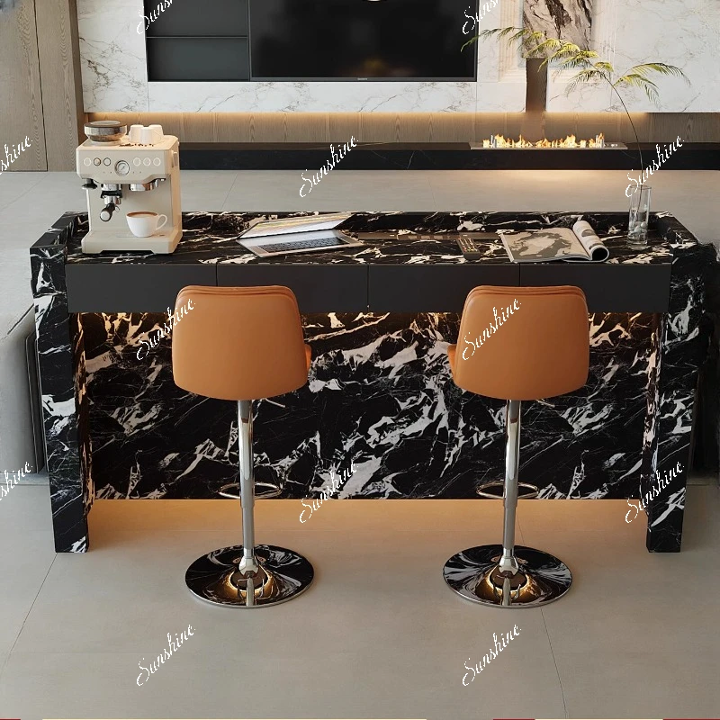 

Italian light luxury sofa backrest cabinet household long table living room partition small apartment island dining table