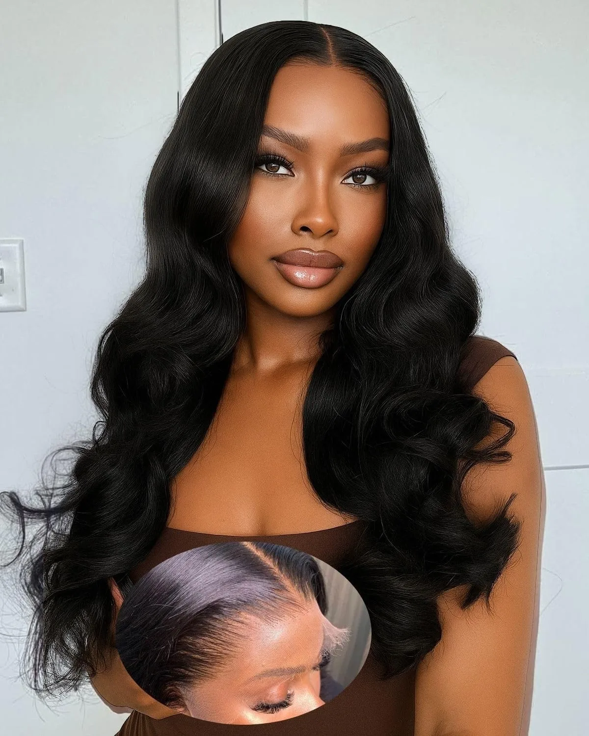 

9x6 HD Lace Closure Wig, Body Wave 180% Density Lace Pre-plucked Bleached Small Knots With Baby Hair Natural Black Human Hair Wi