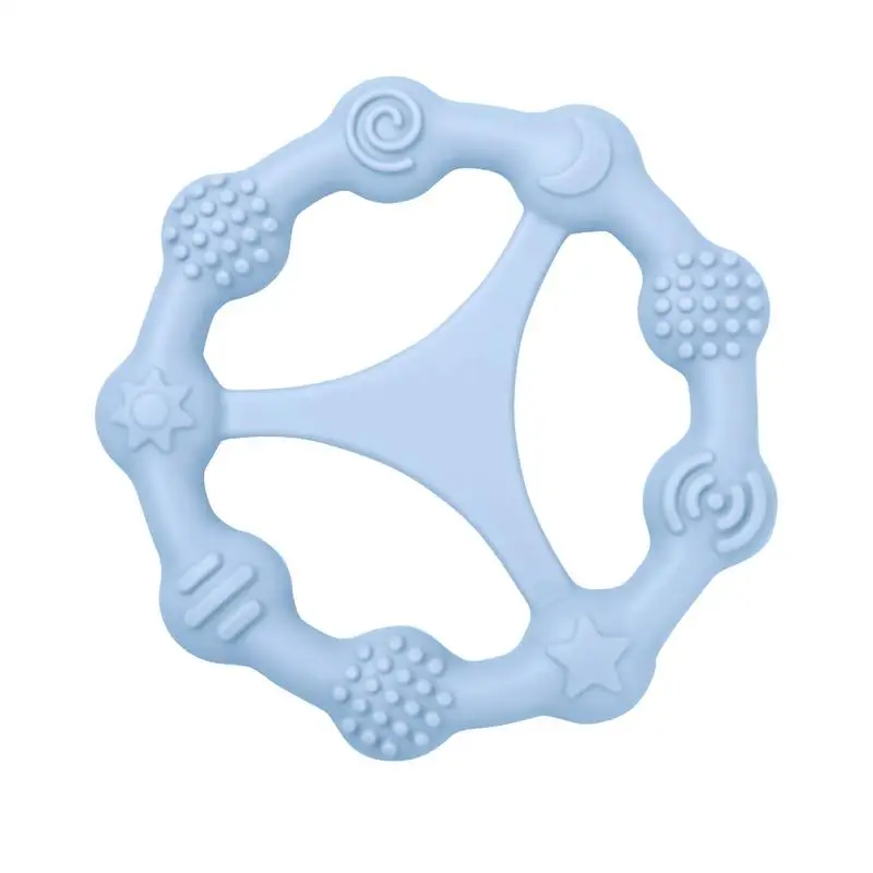 Wheel Teether Multi-Textured Chew Toy Wheel For Babies Soft Food Grade Easy To Hold Hand Molar Teether Soothe Babies Gums