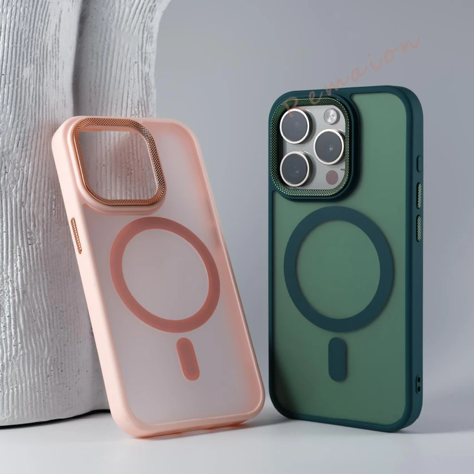 Luxury Matte Magnetic Phone Case For iPhone 15 14 16 Plus 11 12 13 16 Pro Max Magsafe Wireless Charge Protector Hard Cover