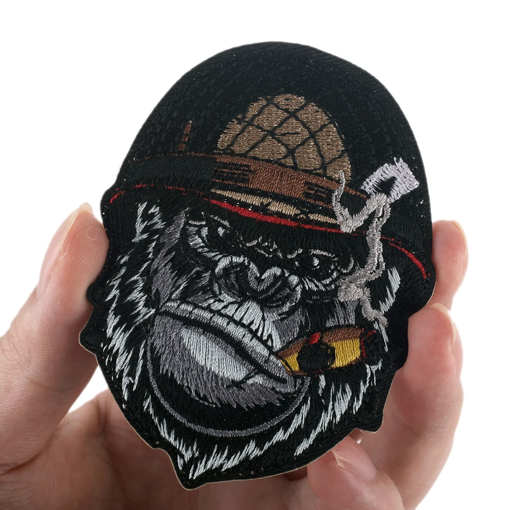 1pc Embroidery Gorilla Patches Iron-on Transfers Patches for Clothing Halloween Punk Monkey Badge Jeans Hole Decor Sew Applique