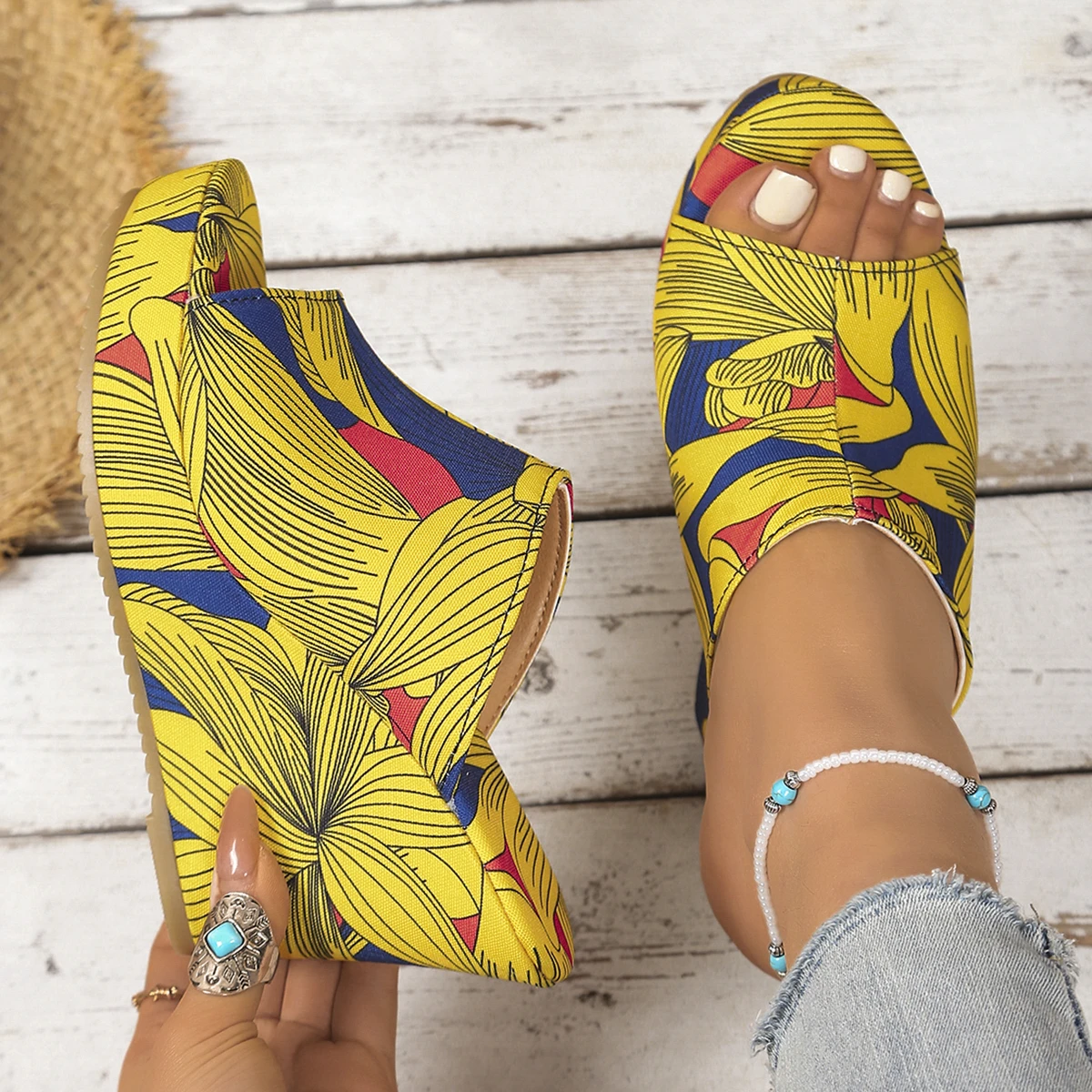 

Shoes for Women 2025 New Women Wedge Sandals Retro Ethnic Printing Platform Sandals Ladies Casual Comfortable Outdoor Shoes