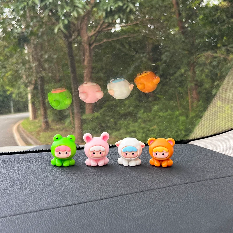 Car Decoration Creative Cute Animal Frog Rabbit Sheep Bear Car Console Display Car Interior Mini Accessories