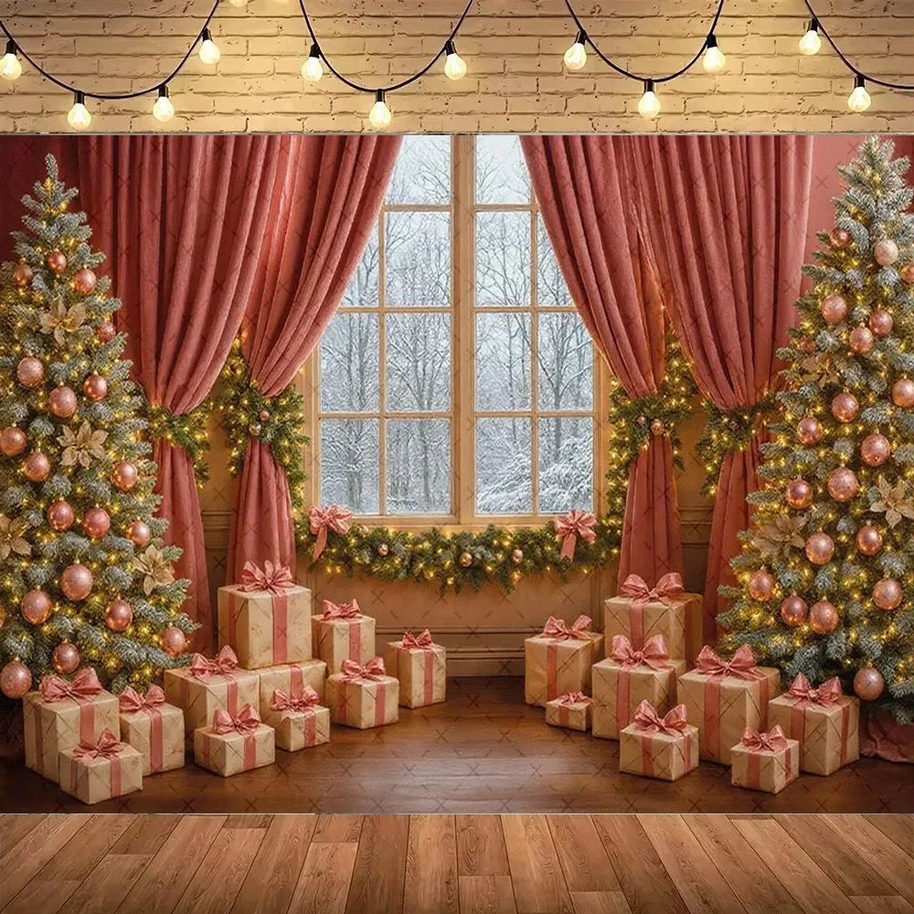 

Winter Christmas shop vintage showcase photography background, Christmas tree children's home decoration photography background
