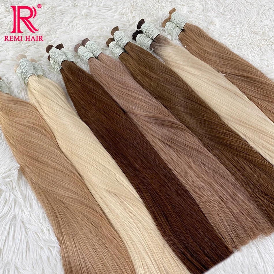 REMI 100% Real Human Vietnamese Hair Bulk No Weft Straight Virgin Hair Extensions for Braiding…