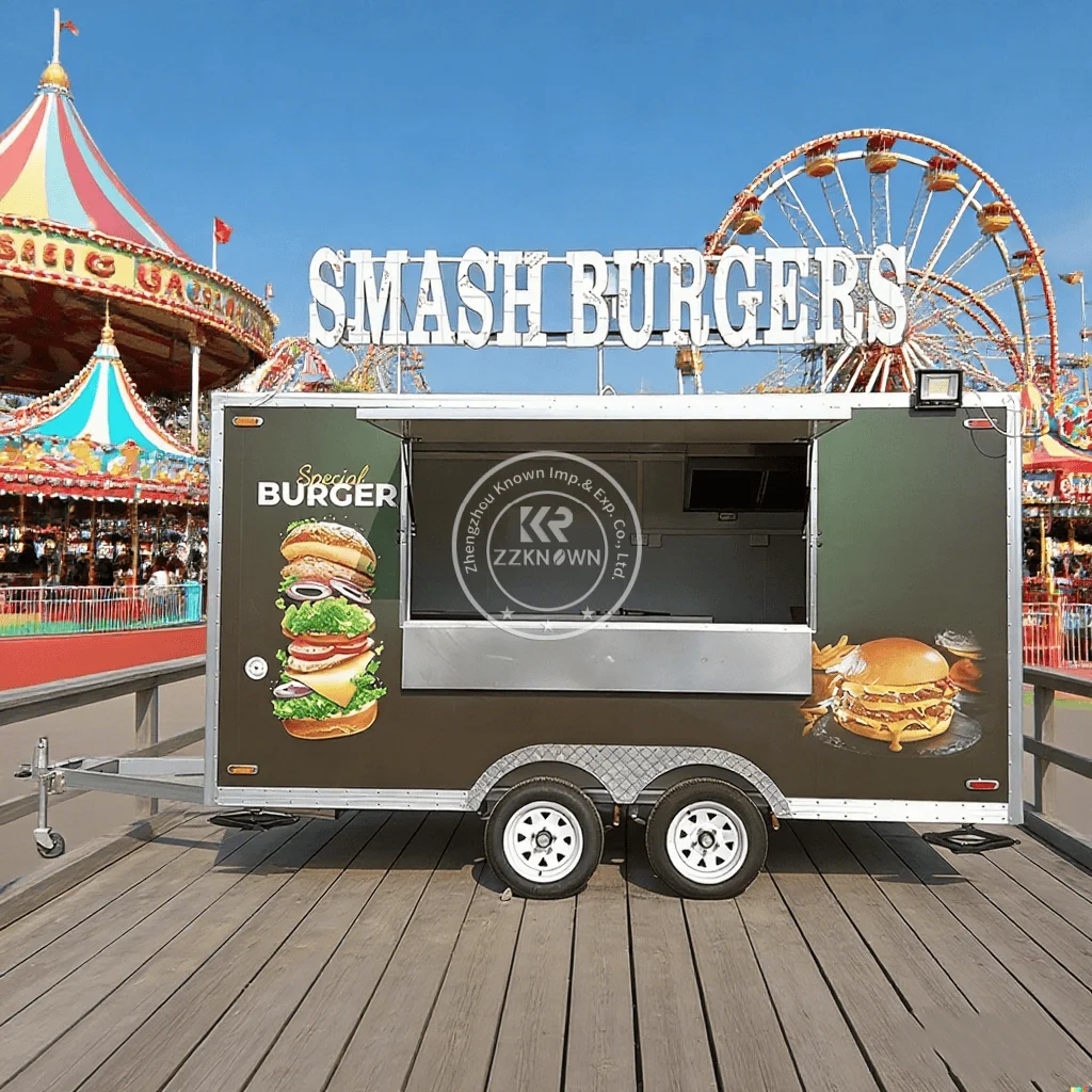 Custom Street Food Trailer Mobile Foldable Snack Bar Catering Display Portable Cart Collapsible Vending Cart Snack Food Cart