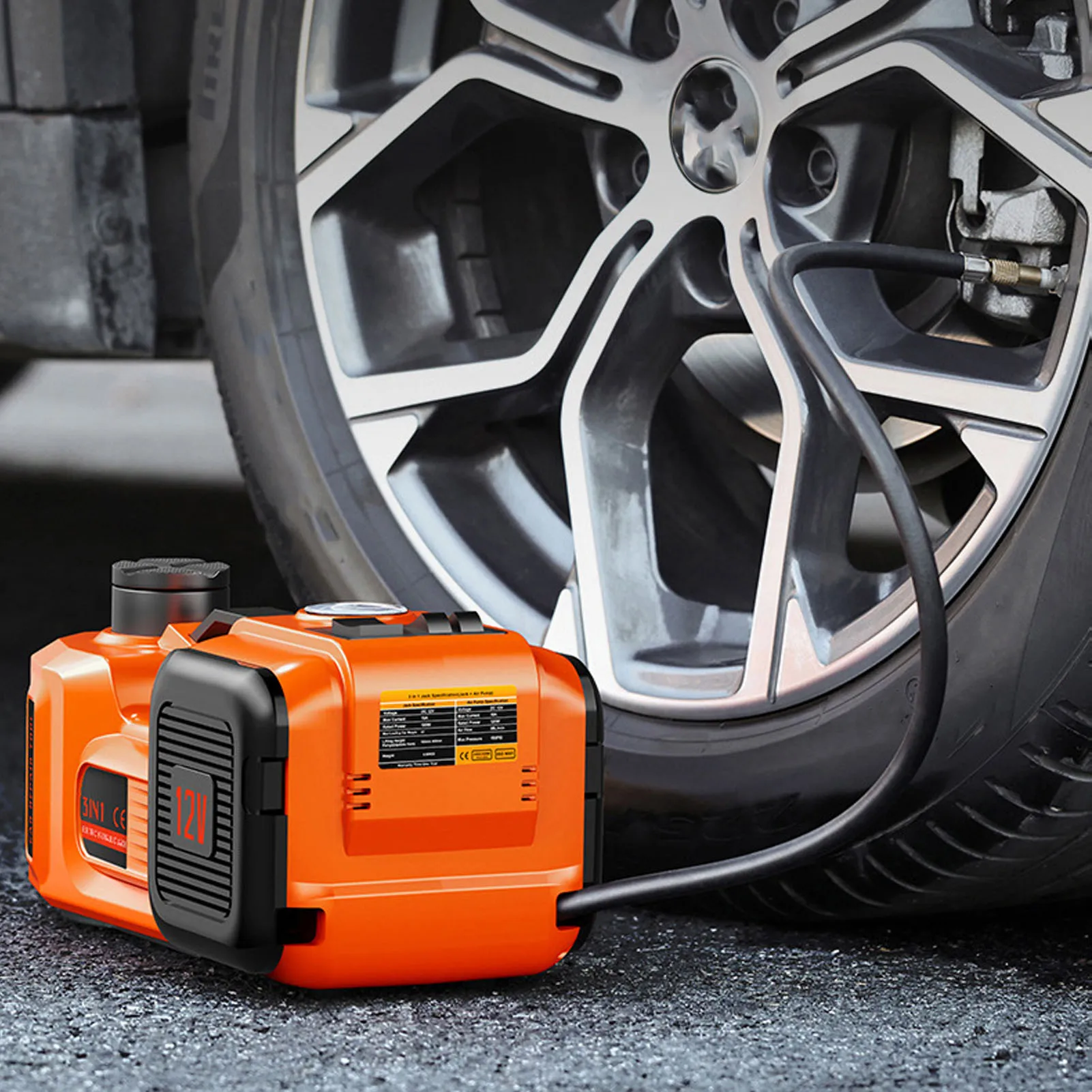 

Hydraulic Jack Set Automatic Guard Device Electric Jack Wrench 50mm Thickened Rod 5T Load for Vehicle Maintenance