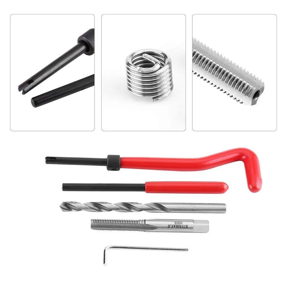 30Pcs Metric Thread Repair Insert Kit M5 M6 M8 M10 M12 M14 Helicoil Car Pro Coil Tool M6 * 1.0