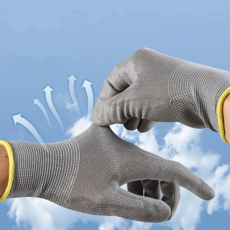 20 قطعة قفازات العمل السلامة بولي Palm النخيل المغلفة المضادة للانزلاق قفازات منزلية رمادي البستنة البستنة العمل إصلاح قفازات واقية