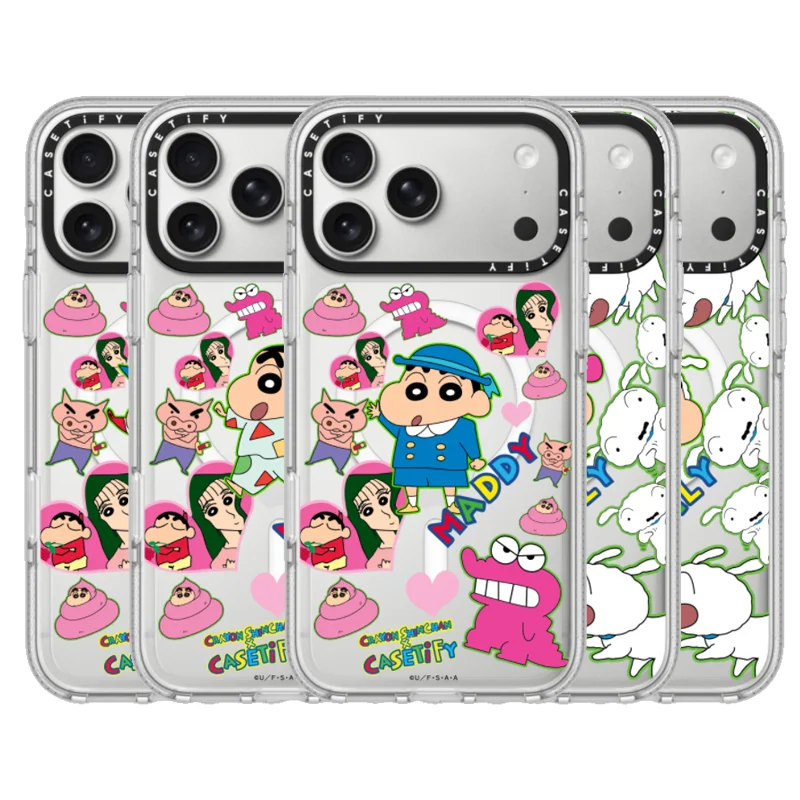 Funda Magnética Antigolpes CASETiFY con Diseño de Crayon Shin-chan para iPhone 13, 14, 16, 17, 15 Pro Max, Air Plus