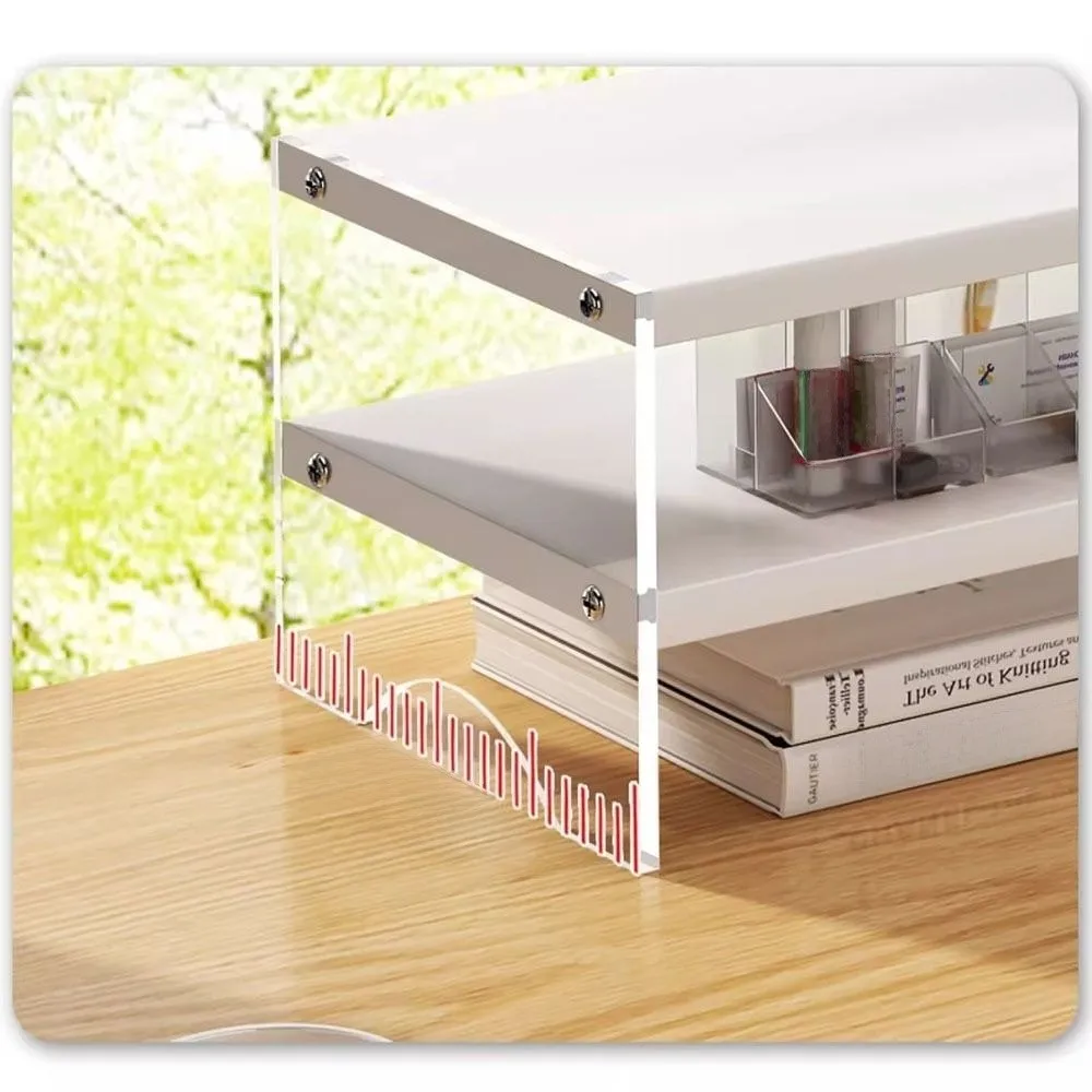 

Single/Double Layers Acrylic Floating Computer Stand Protect Neck Comfortable Viewing Height Computer Screen Rack Space-Saving