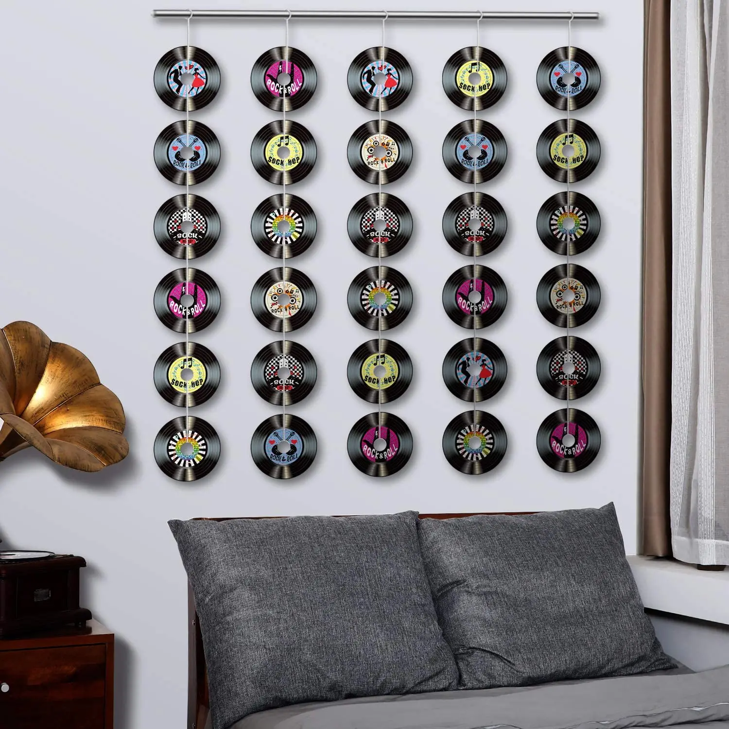Vintage Records Rock and Roll Music Party Background Wall Decoration 80s 90s Birthday Party Disco Music Party Decor Supplies