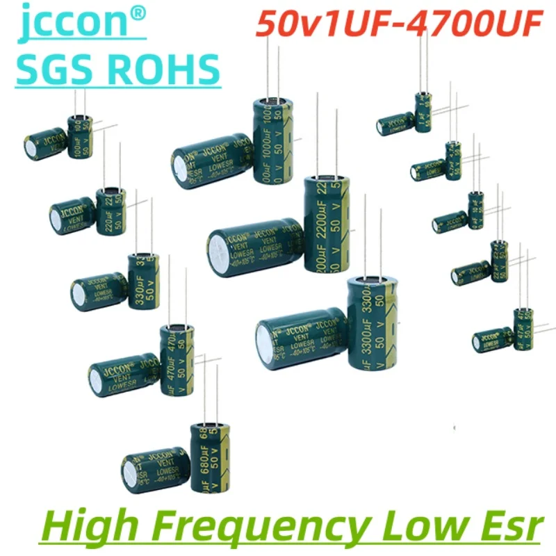 4-50Pcs JCCON Aluminum Electrolytic Capacitor 50v 1uf 2.2uf 4.7uf 10uf 47uf 100uf 220uf 330uf 470uf 680uf 10000uf 2200UF 3300UF