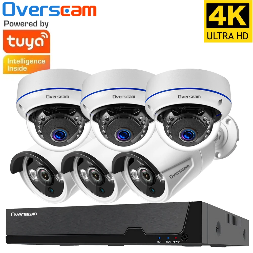 Tuya Smart 8MP POE Network Surveillance Camera System Kit 4K 8CH NVR Kit Outdoor Waterproof Audio CCTV IP Security Camera System
