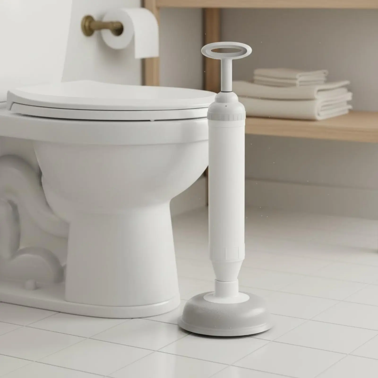 

High Pressure Plunger Strong Suction Toilet Unclogger Tool Drain Clog Remover Anti-Splash Design for Bathroom