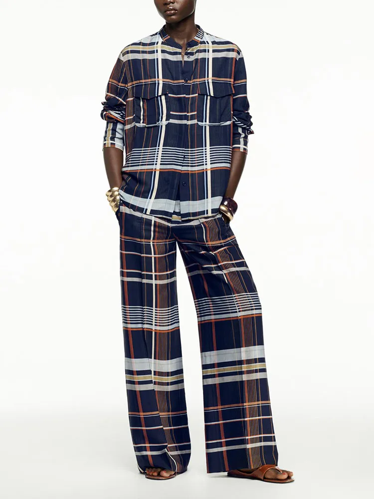 Women's Autumn New ket irt Plaid Pants 2025 Seasonal Faion Ladies' Clothing Traditional Chinese Ethnic Stage Costume