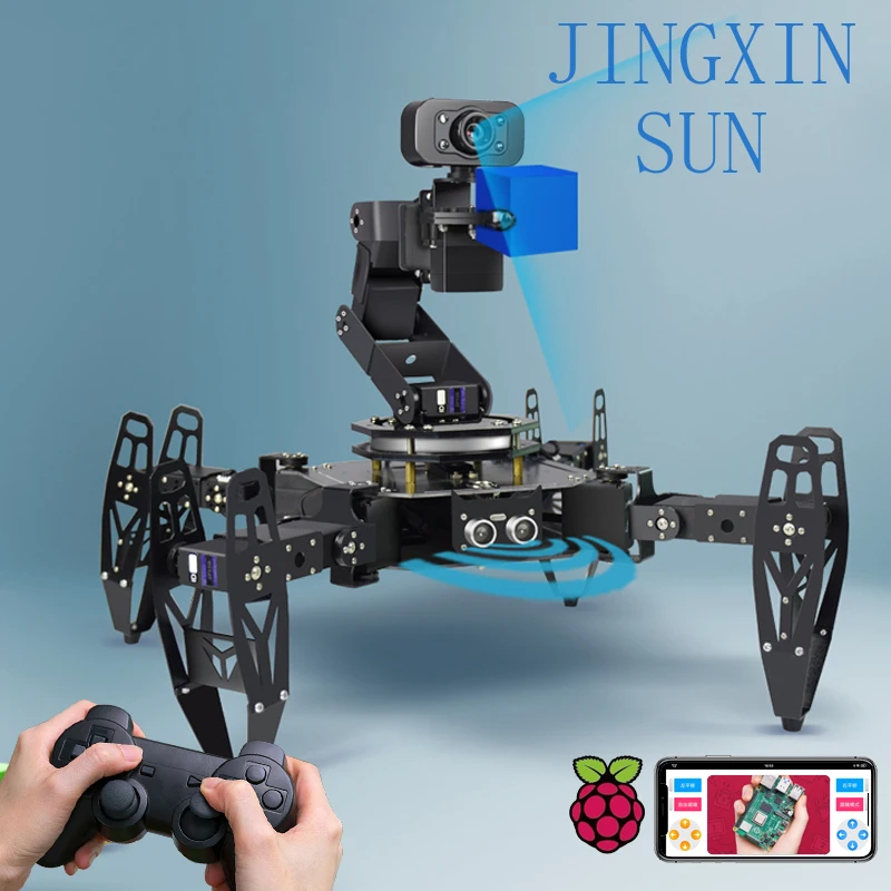 Raspberry skin multi-legged transport robot quadruped bionic spider ai vision intelligent transport programming learning kit