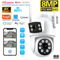 8MP Dual Lens Tuya Wifi Camera PTZ Outdoor 4K Wireless Dual Screen Security Camera Auto Tracking Monitoring ONVIF Alexa Support