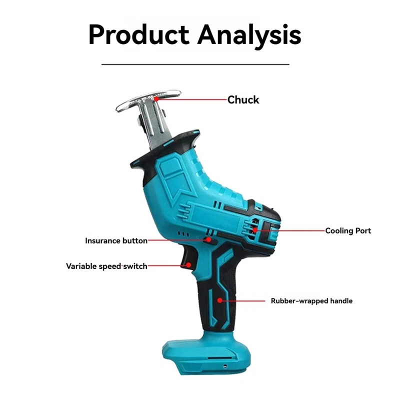 Reciprocating Saw  For Makita 18V 20V Battery 0-3000RPM Variable Speed Reciprocating Saw For Wood, Metal & Plastic