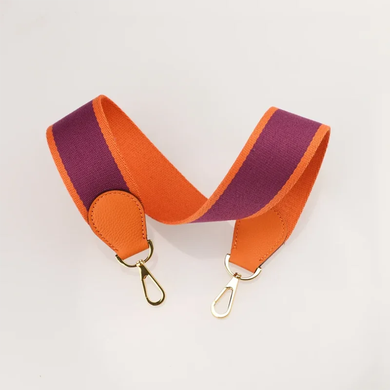 

2" Wide Orange/Purple Canvas And Togo Leather Shoulder Strap For Brand Bag，bag accessories for women's bag