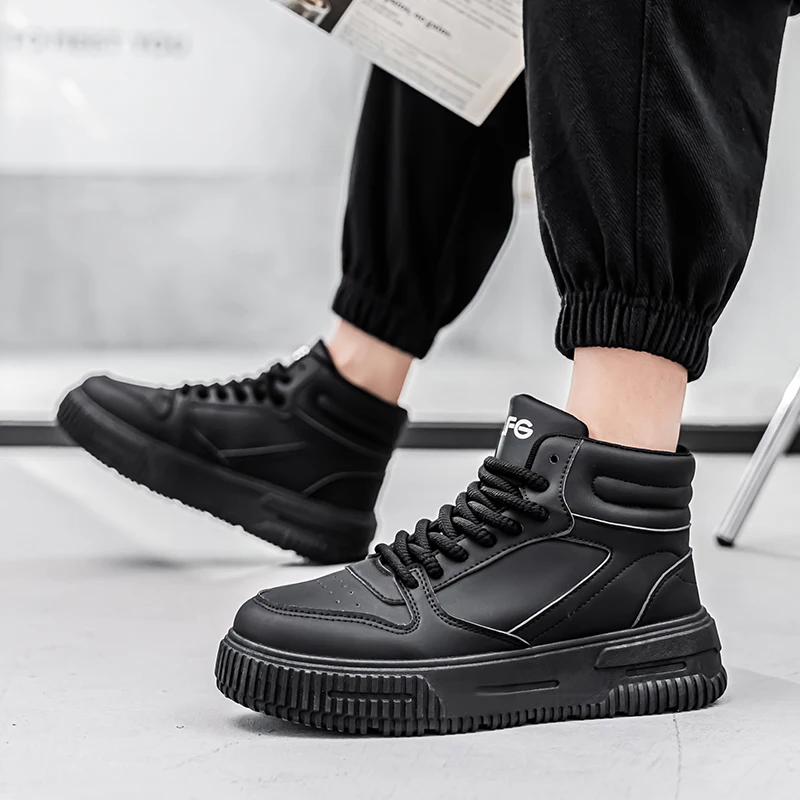 

Высокие мужские кроссовки из дышащей кожи, повседневная спортивная обувь, пара вулканизированных туфель, нескользящие кроссовки, Zapatillas Hombre