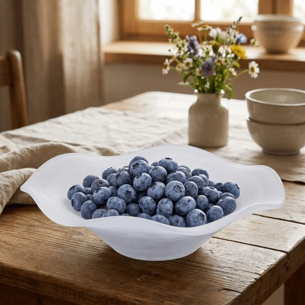 Creative Irregular Straw Hat Glass Plate Deep Plate Frosted Texture Fruit Salad Bowl Farmhouse Snack Bowl Living Room