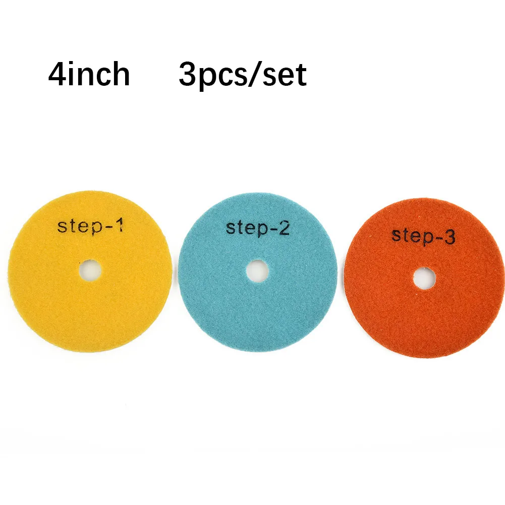 3pcs Polishing Pad 4 Inch 100mm Dry/wet Diamond 3 Step Polishing Pads For Granite Stone Concrete Marble Abrasive Tools