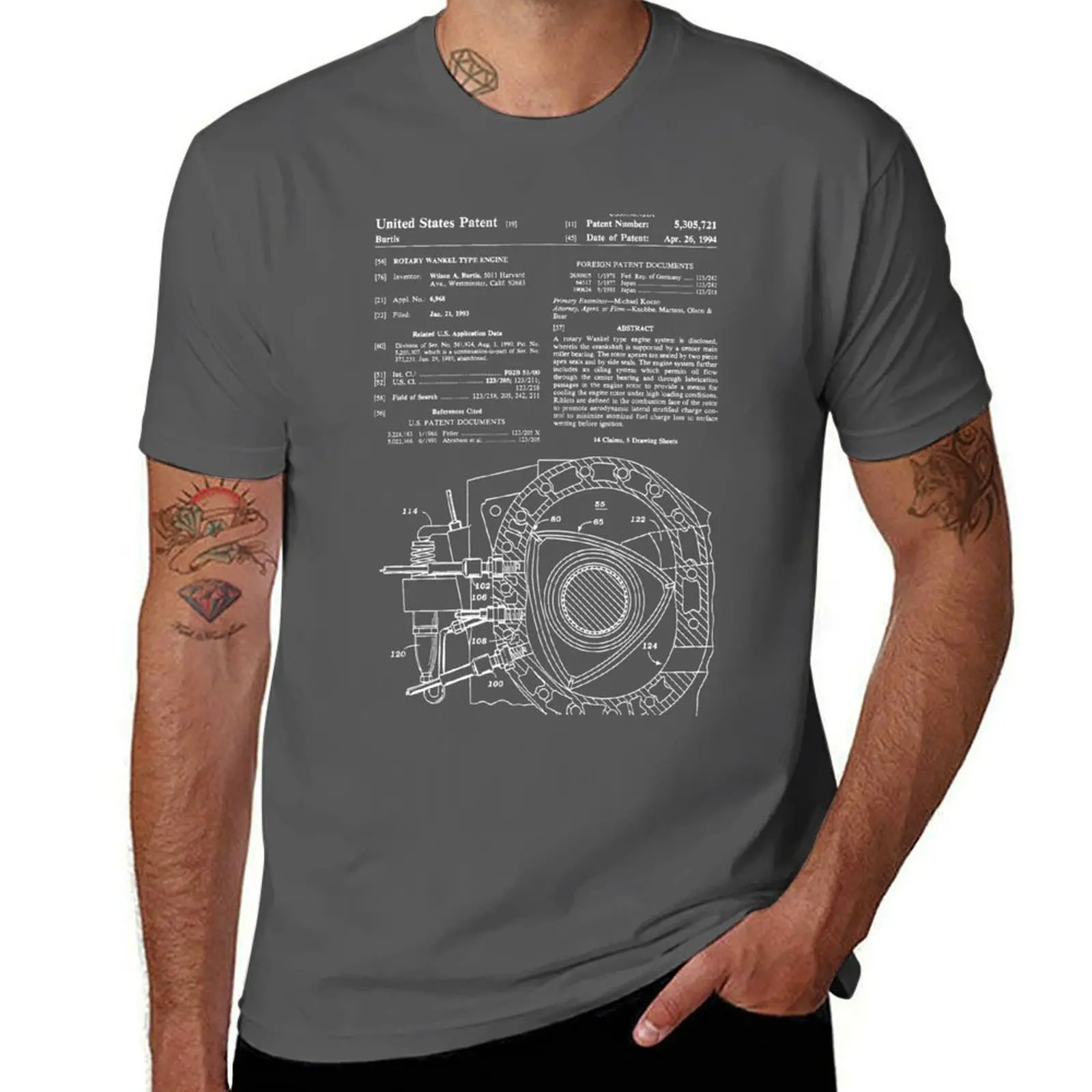 

Mazda Wankel Rotary Engine Patent (light on dark) T-Shirt croswit shirt man plus size tops t shirts for men cotton