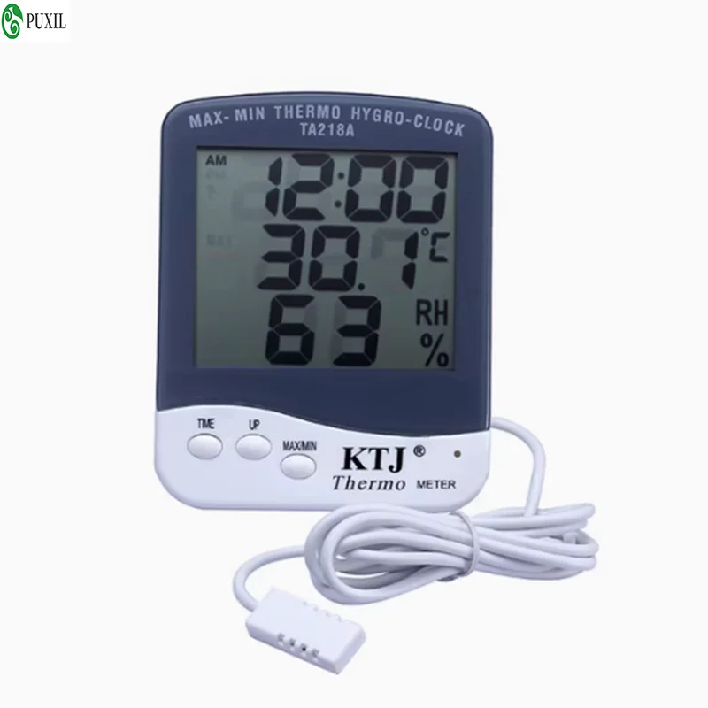 5 pcs TA218B Household Industrial Thermometer with Clock Indoor Electronic Temperature Humidity Meter Temperature Humidity Gauge