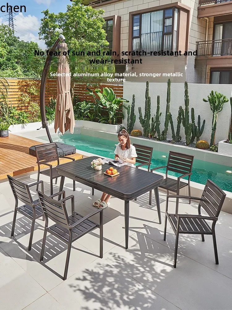 outdoor table and chair courtyard aluminum alloy combination garden outdoor leisure open-air terrace full iron art
