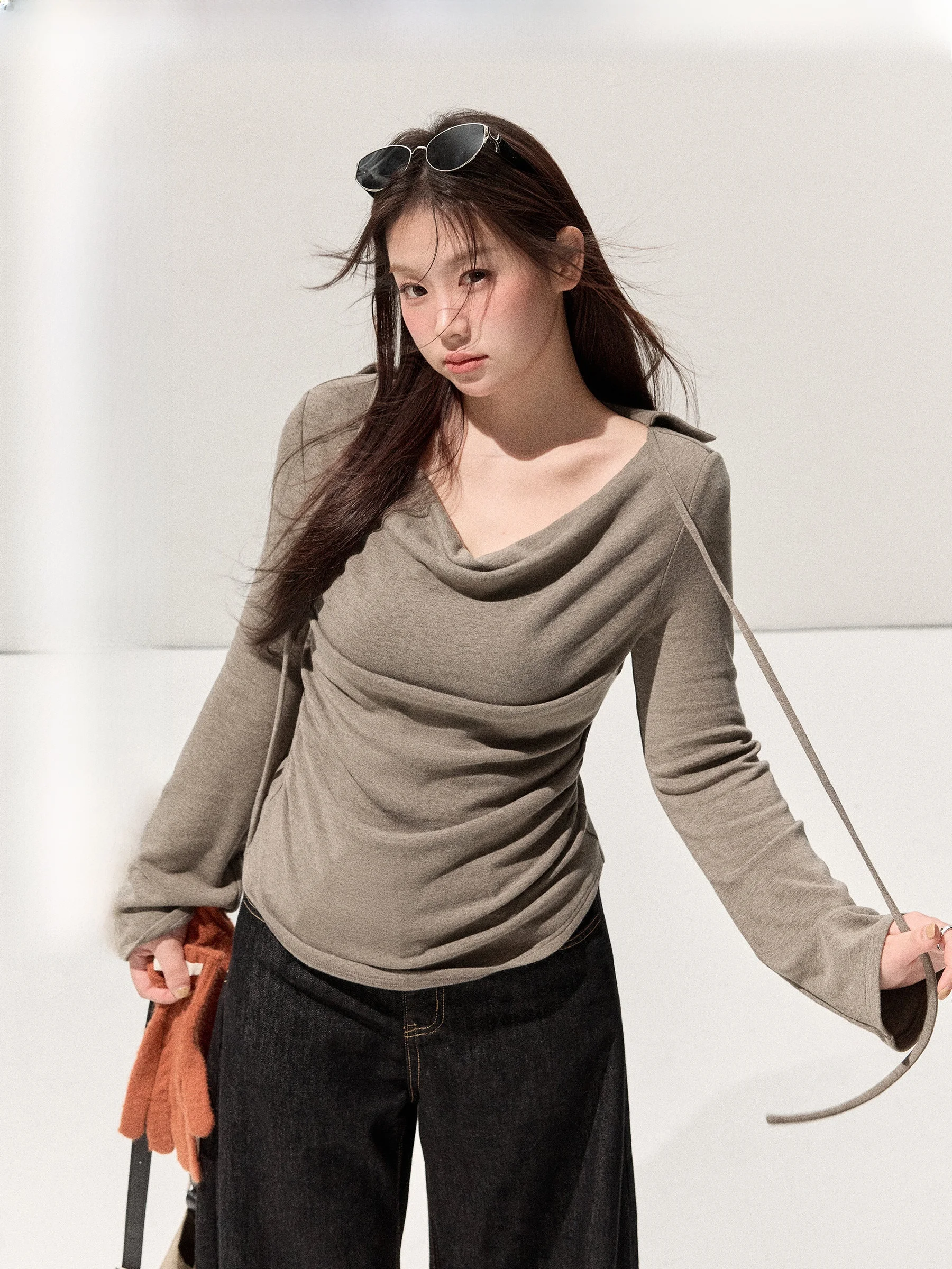 

Женский приталенный топ с длинным рукавом, V-образным вырезом, утягивающий талию, больших размеров, для повседневной носки