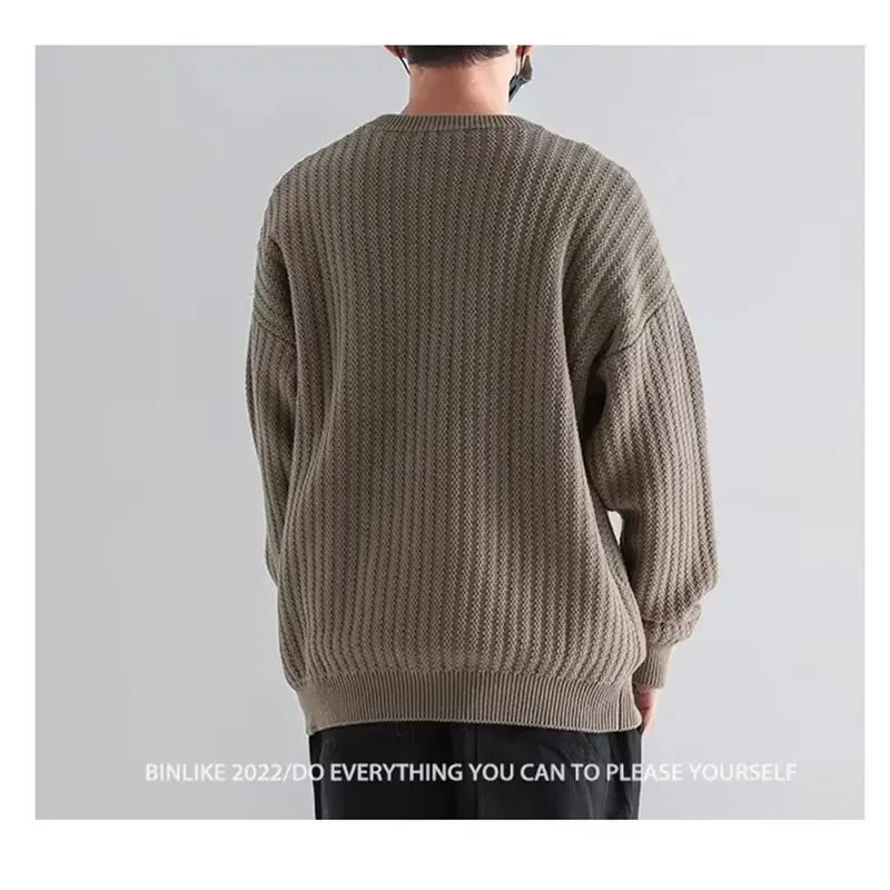 Maglioni da uomo autunno maglioni di lana tinta unita moda coreana pullover lavorati a maglia Slim Fit Casual Retro Warm Street Wear Clothes