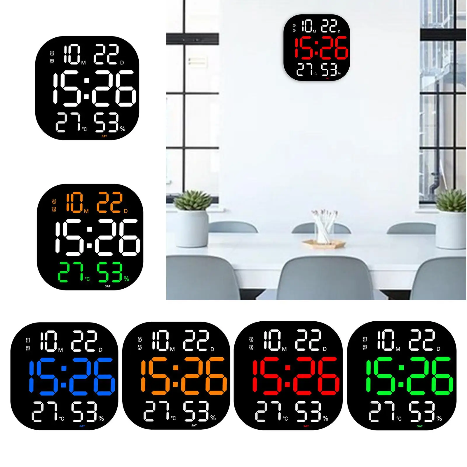 Digital Wall Clock USB Powered Electronic Alarm Clock for Kitchen Home Decor