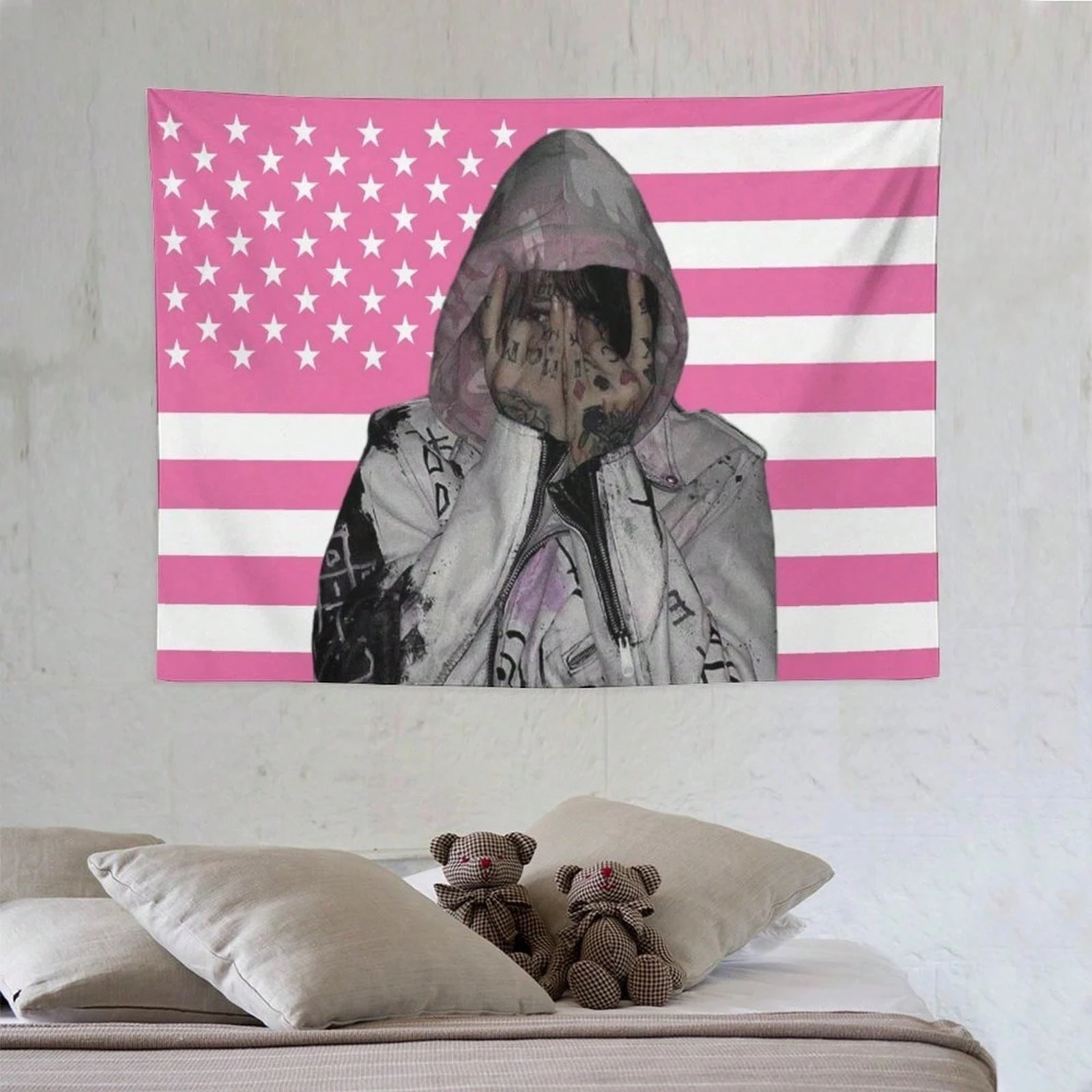 1pc Lil Music Peep Character Wall Hanging, Rap Tapestry Suitable for Living Room Background, Bedroom Wall Decor