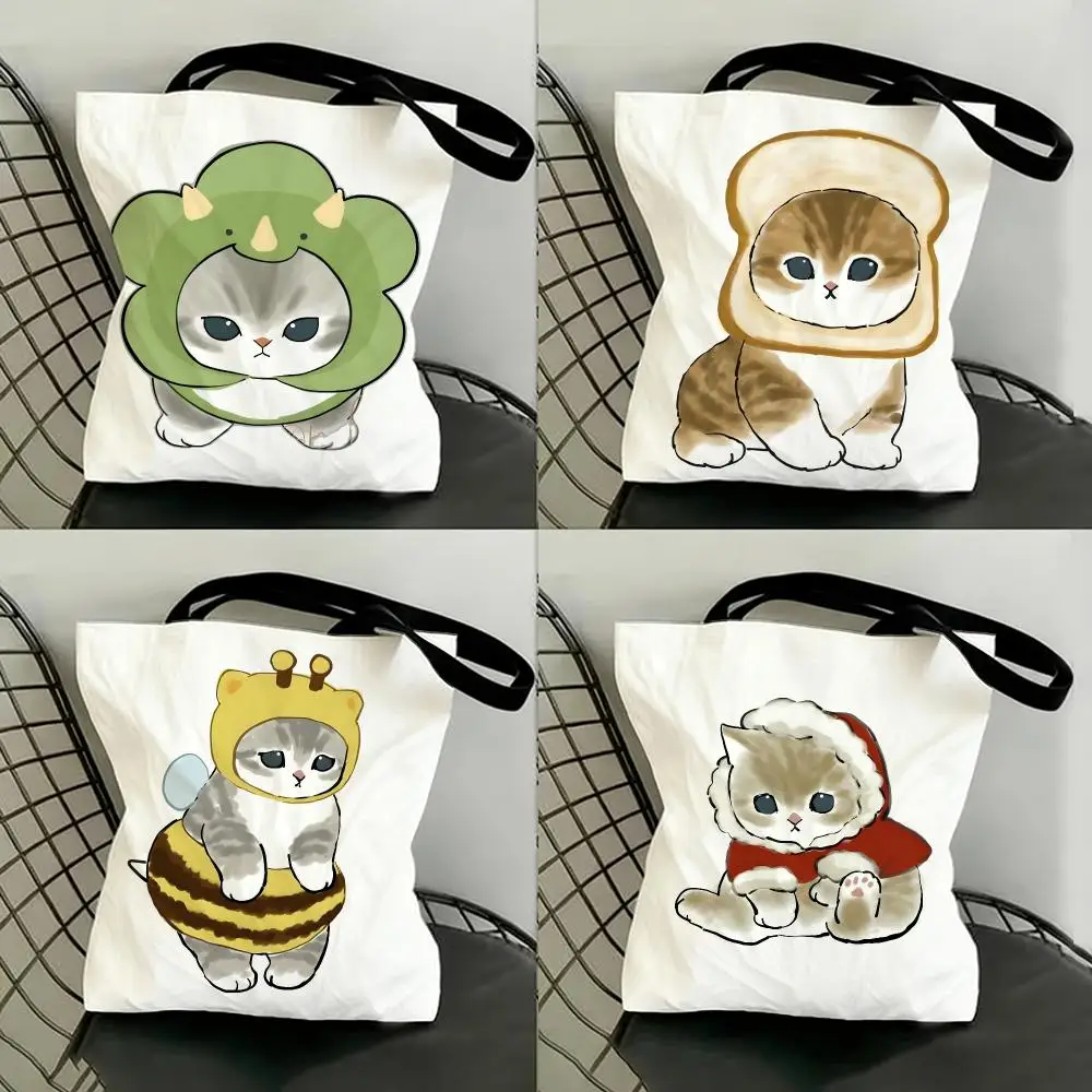 Art Animal Cute Cat Storage Bags Shopping Bags Series Print Bags Lightweight Shoulder Bag For Daily Use