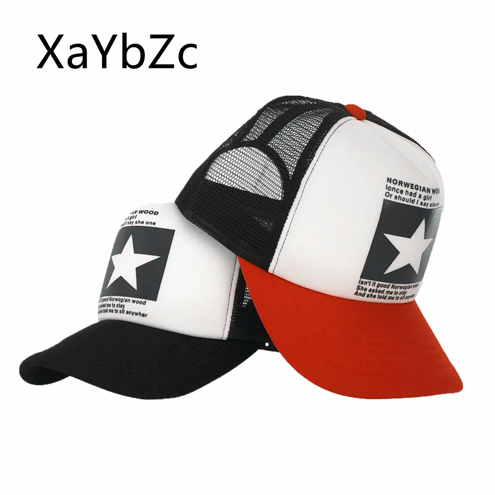 XaYbZc Fashion Five Star Pattern Baseball Cap Women Outdoor  Breathable Men  Summer Mesh Hat Snapback Gorras