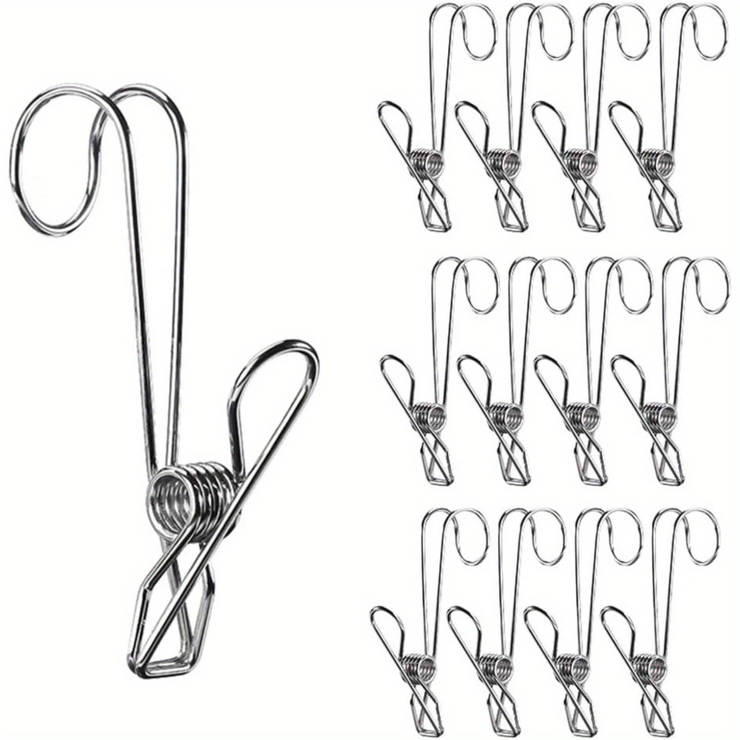 12-Pack Stainless Steel Clothes Pins, Metal Spring Clip Hanging , Multipurpose for Office, Kitchen, and Bathroom Ecoco Basket