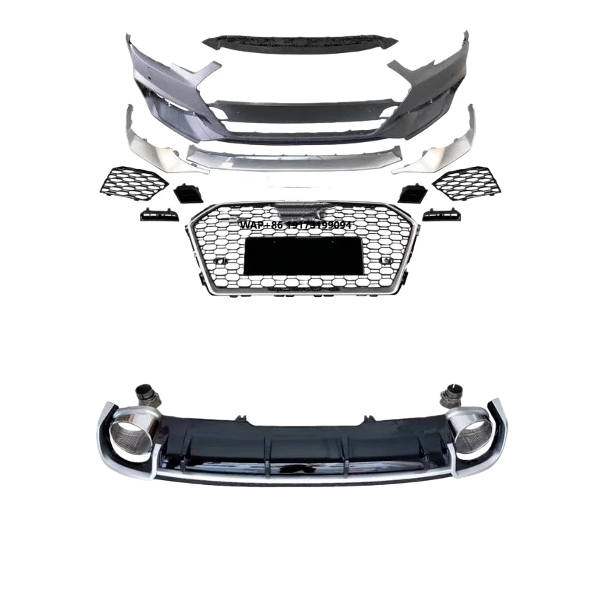 

Suitable for 17-19 A4 Retrofit Upgrade RS4 Front Bumper Left and Right air Vents Grille Surround Kit Body Kit