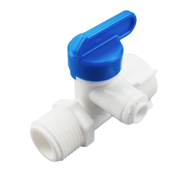 1/2\'\' Thread to 1/4 3/8 Tube Water Adapter RO Feed Ball Valve Faucet Water Filter Reverse Osmosis System for Water Purifier Tap