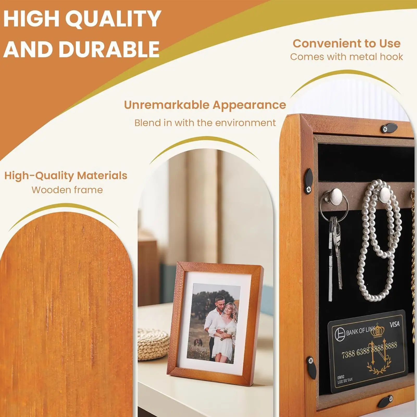 Portable Photo Frame Safe Discreet Storage Box Wall Mount Secret Hiding Box For Family Friends Cash Table Passports Coin Home