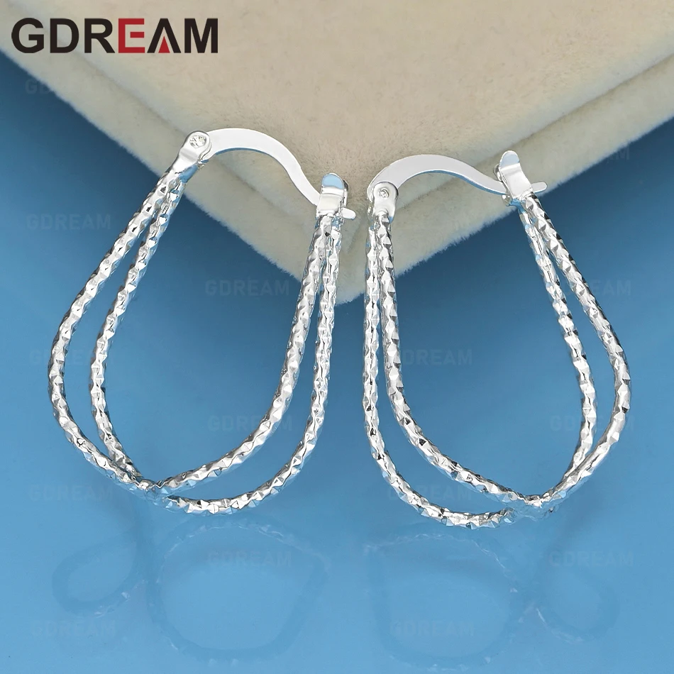 

GDREAM 925 Sterling Silver Frosted Hollow U-Shaped Earrings For Women Wedding Engagement Fashion Party Jewelry