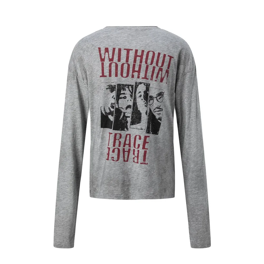 Distressed Retro Graphic Soft Quick-dry Grunge Gothic Sweatshirts T-shirts for Women Men Streetwear Winter Tops Pullover