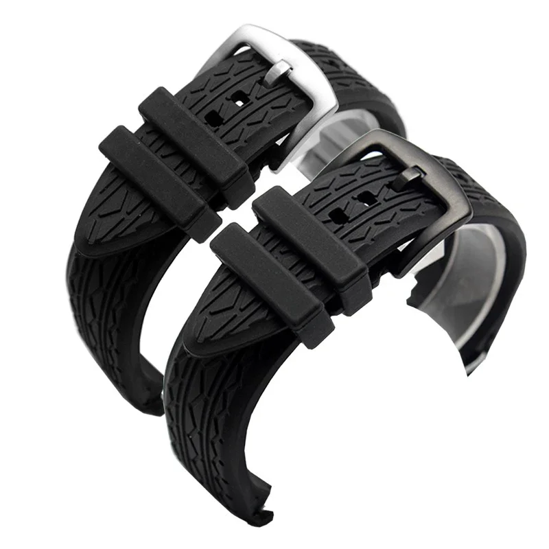 High quality 24mm black silicone straps for Porsche design p6612 watch strap watchband belt Wristband Replacement Watch Bracelet