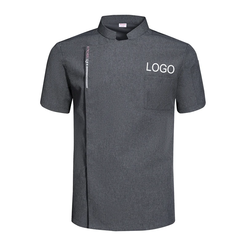 Customized Logo Summer Chef Uniform Restaurant Kitchen Cooking Shirt Short Sleeves Hotel Catering Waiter Costume Bakery Overalls