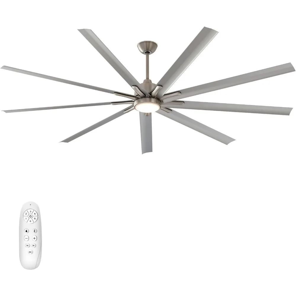 Ceiling Fans with Lights and Remote Control, 84-Inch, Reversible Silent DC Motor, 6 Speed,3 Color Light, Timer, Nickel, 9-Blades