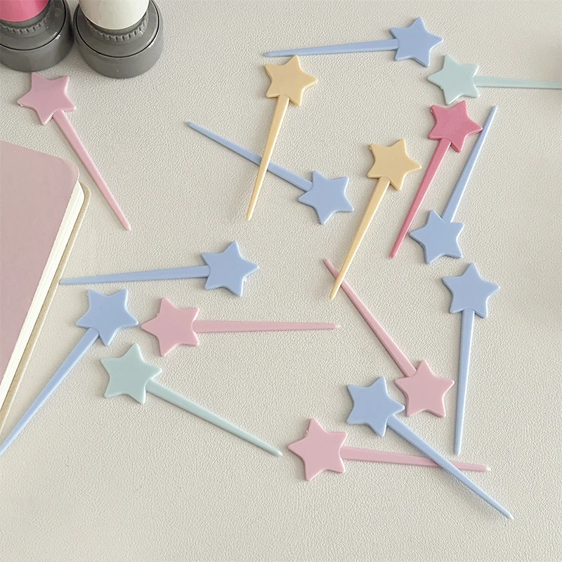 Adereços para fotografia, 50 peças, estrelas coloridas em forma de bolo, sobremesa de frutas, inserção de bandeira, decoração de casamento, acessórios diy