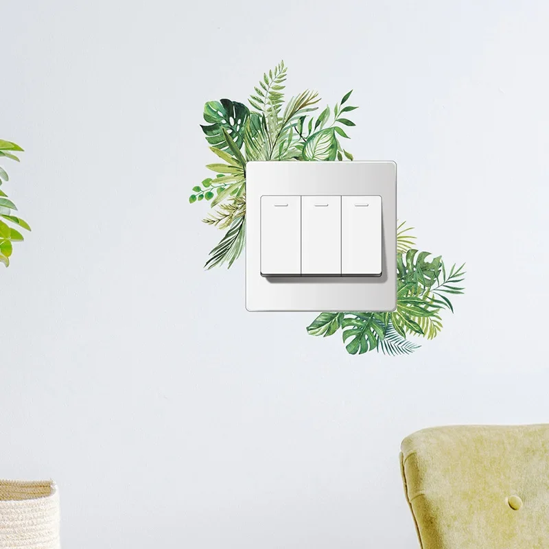 1Pcs Tropical Green Plant Switch Sticker Room Living Room Porch Dormitory Home Decorations Wall Stickers Foreign Trade wholesale