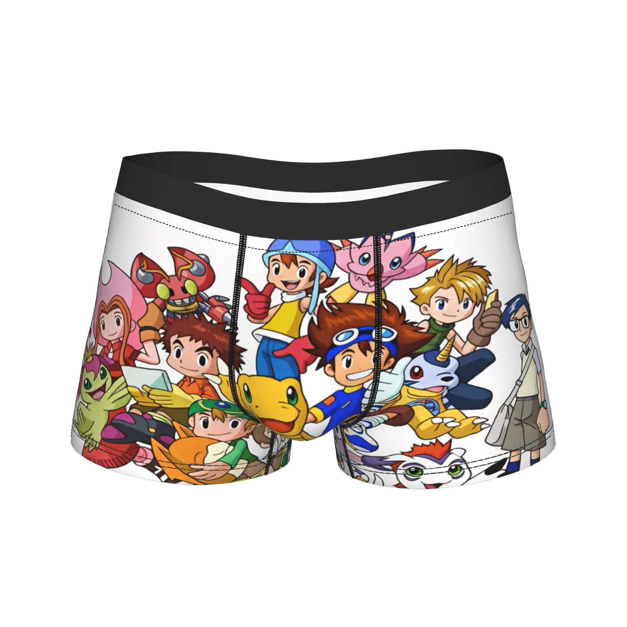 Digimon Adventure Characters Group Photo Underwear  Comfortable Panties Printing Boxer Brief For Men Pouch Plus Size Boxershorts